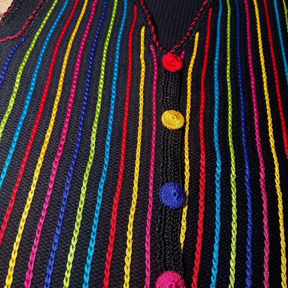 Vintage Colorful Striped Women's Sweater Vest Lisa International size M - Picture 2 of 6